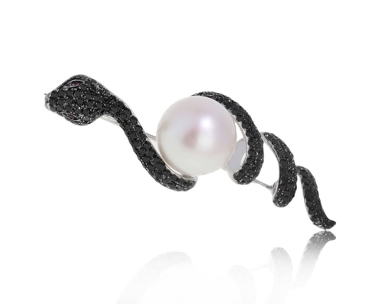 Роскошная золотая брошь с жемчугом 13.30 мм 010221/7