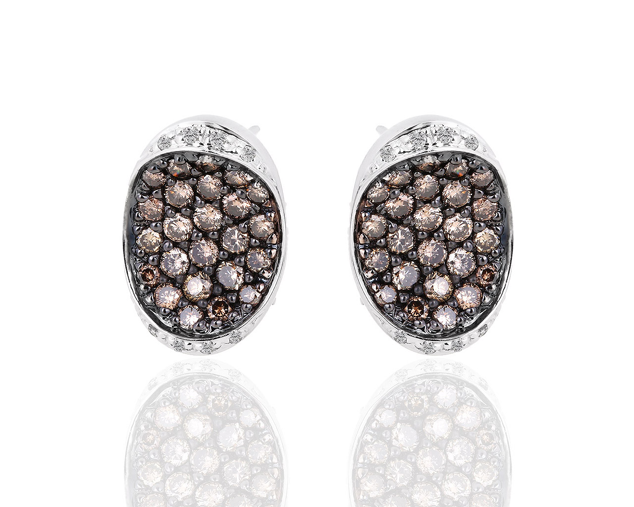 Интересные золотые серьги с бриллиантами 1.32ct 130918/1