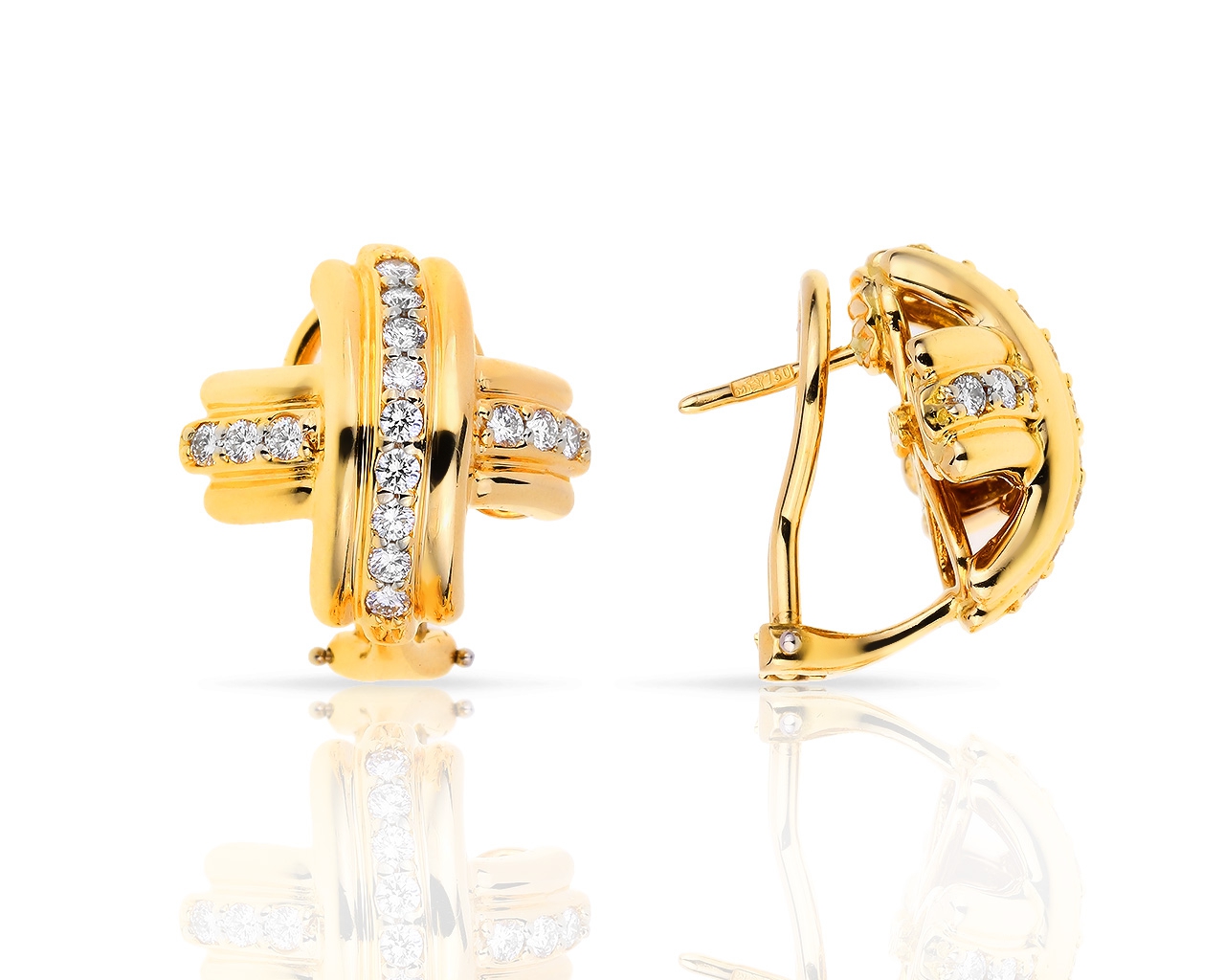 Золотые серьги с бриллиантами 0.63ct Tiffany&Co Signature X