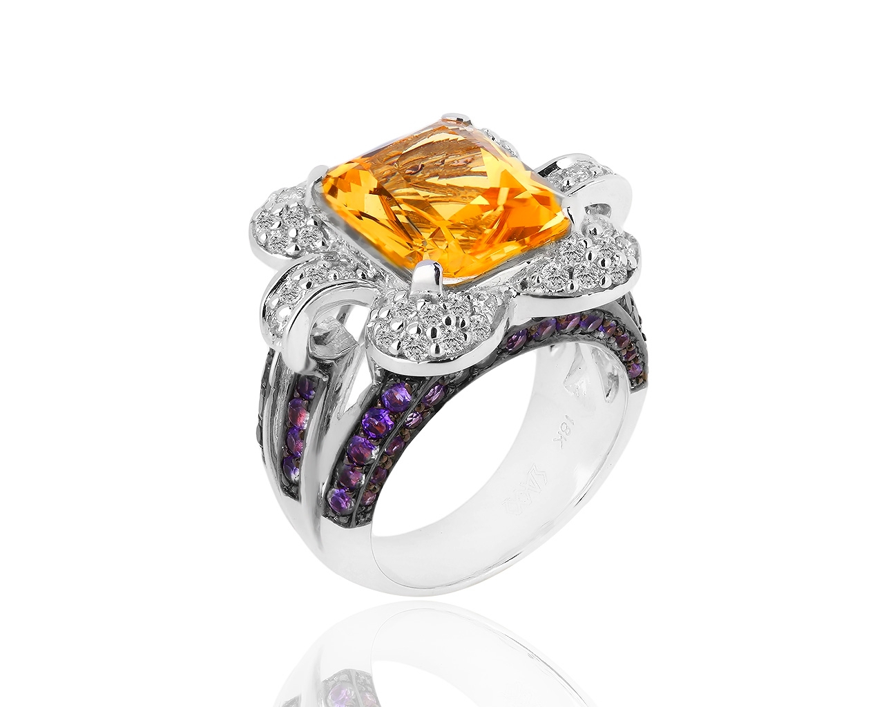 Золотое кольцо с бриллиантами и цитрином Safo Joailleri