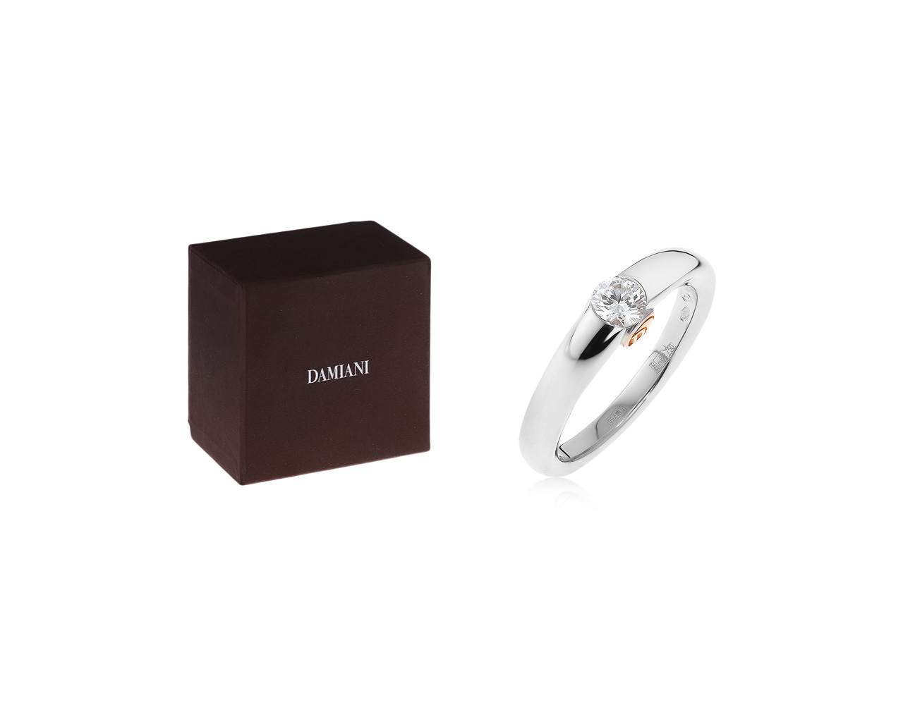 Оригинальное золотое кольцо с бриллиантом 0.30ct Damiani