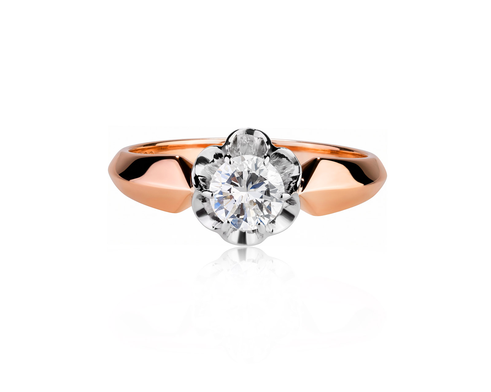 Золотое кольцо с бриллиантом 1.00ct