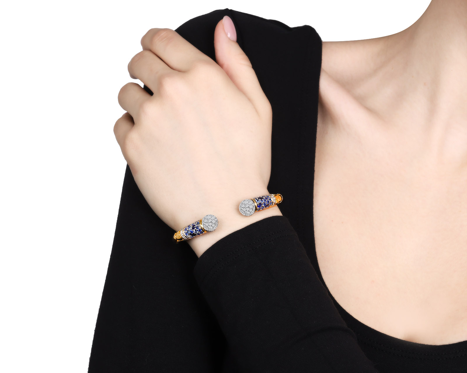 Потрясающий золотой браслет с сапфирами 3.09ct