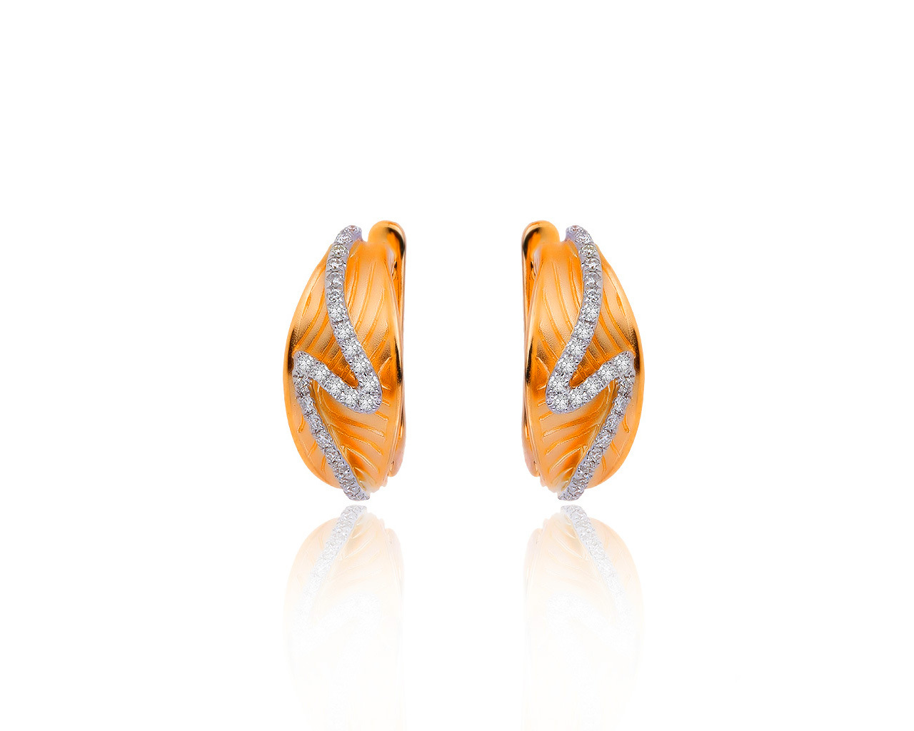 Царские золотые серьги с бриллиантами 0.22ct 050818/6