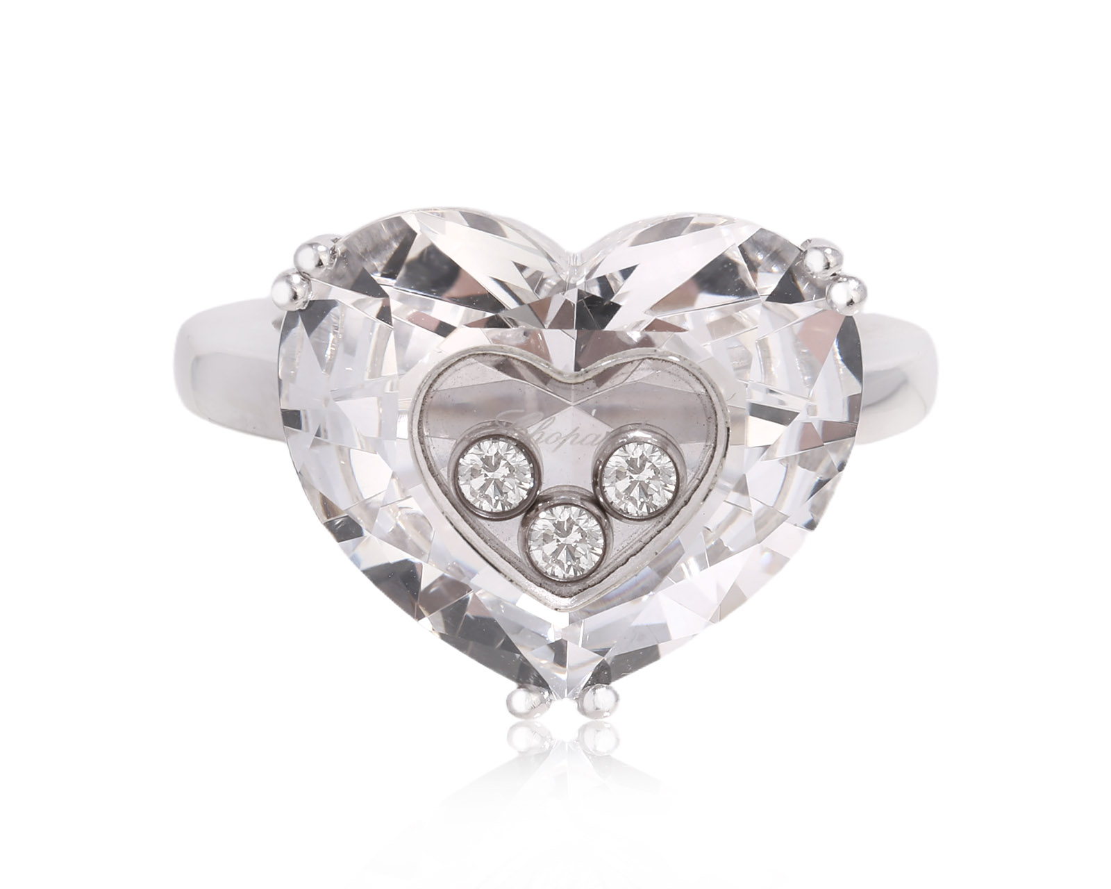 Оригинальное золотое кольцо Chopard So Happy Rock Crystal Heart 271124/1 Оригинальное золотое кольцо Chopard So Happy Rock Crystal Heart 271124/1