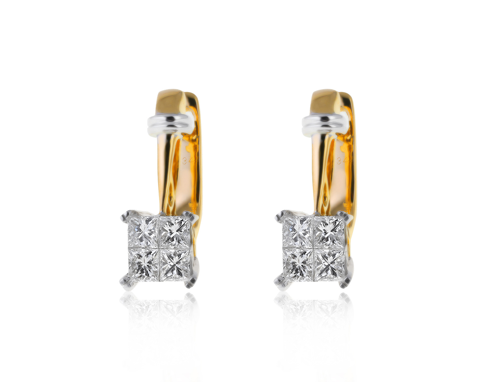 Достойные золотые серьги с бриллиантами 0.71ct
