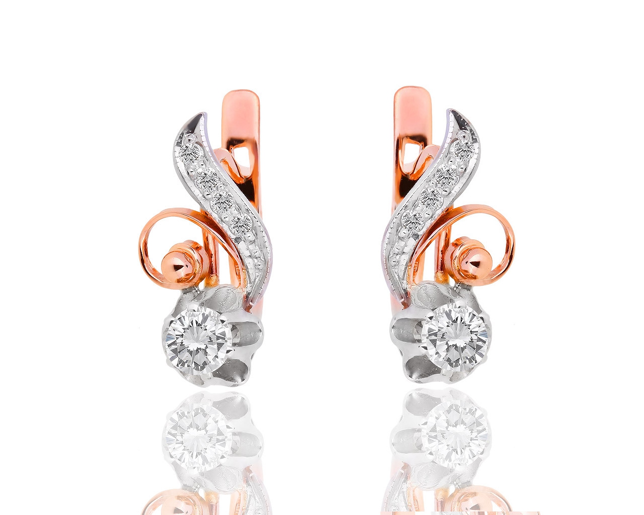 Изящные золотые серьги с бриллиантами 0.74ct 070918/4