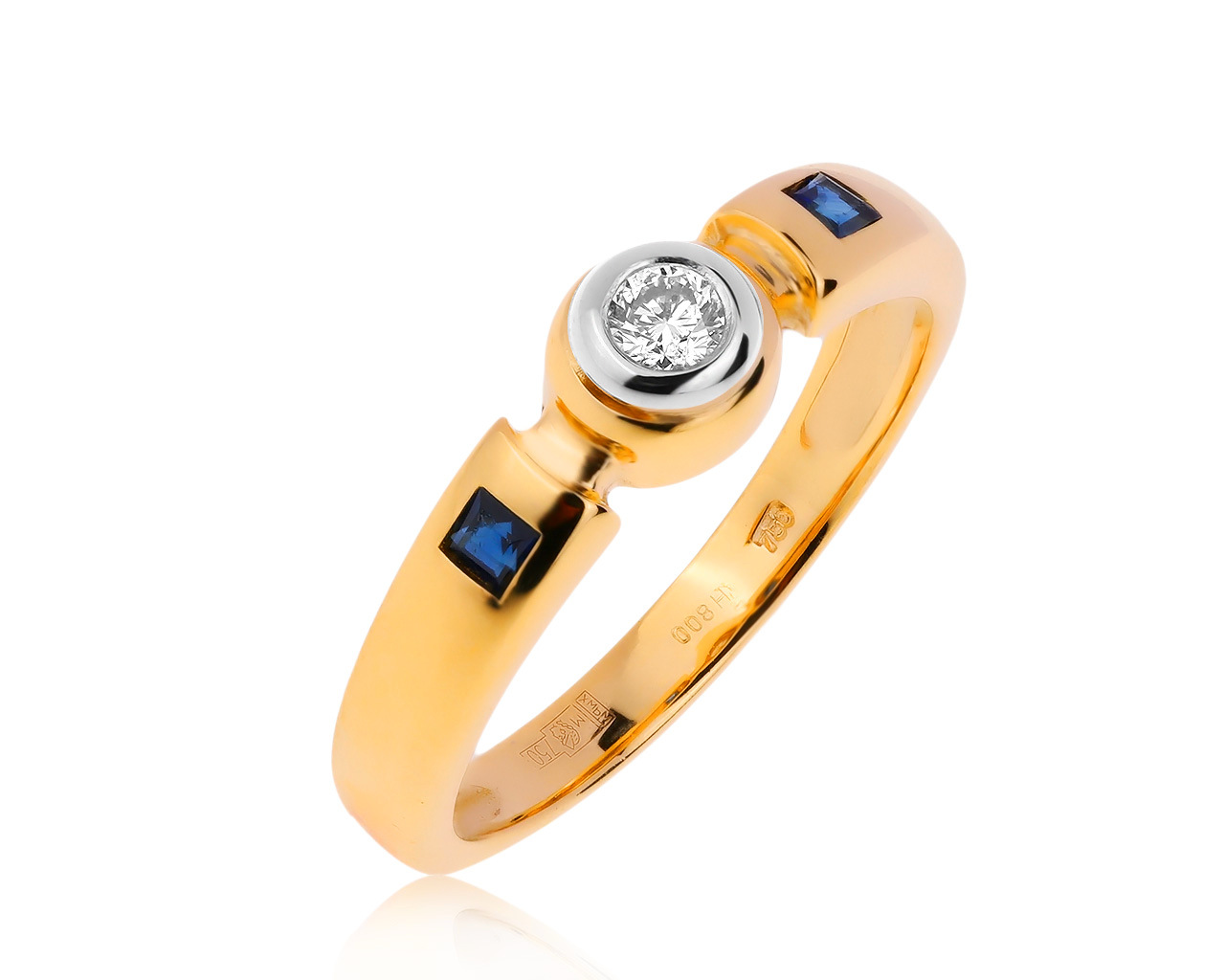 Прекрасное золотое кольцо с бриллиантом 0.10ct