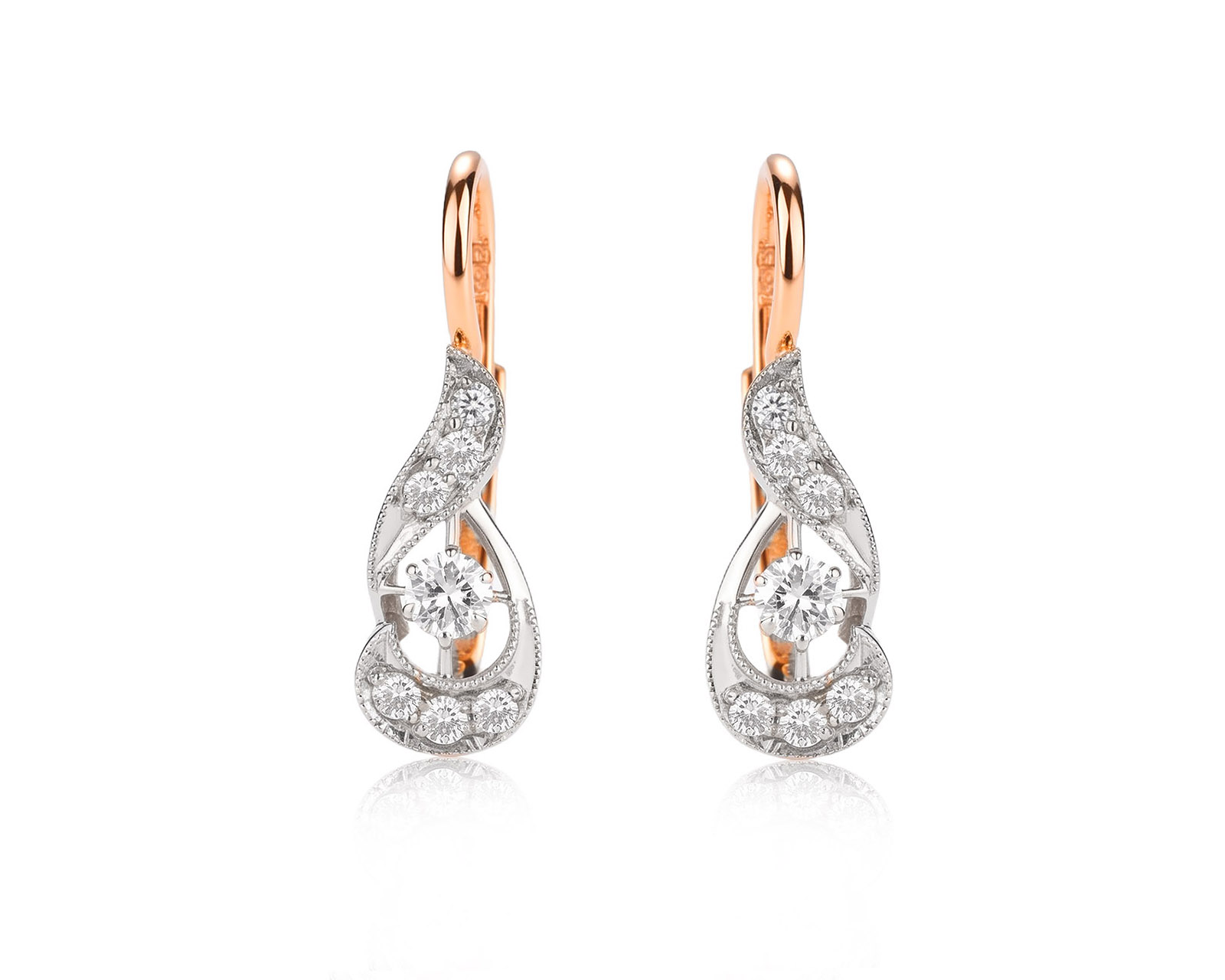 Золотые серьги с бриллиантами 0.65ct СССР 160426/4