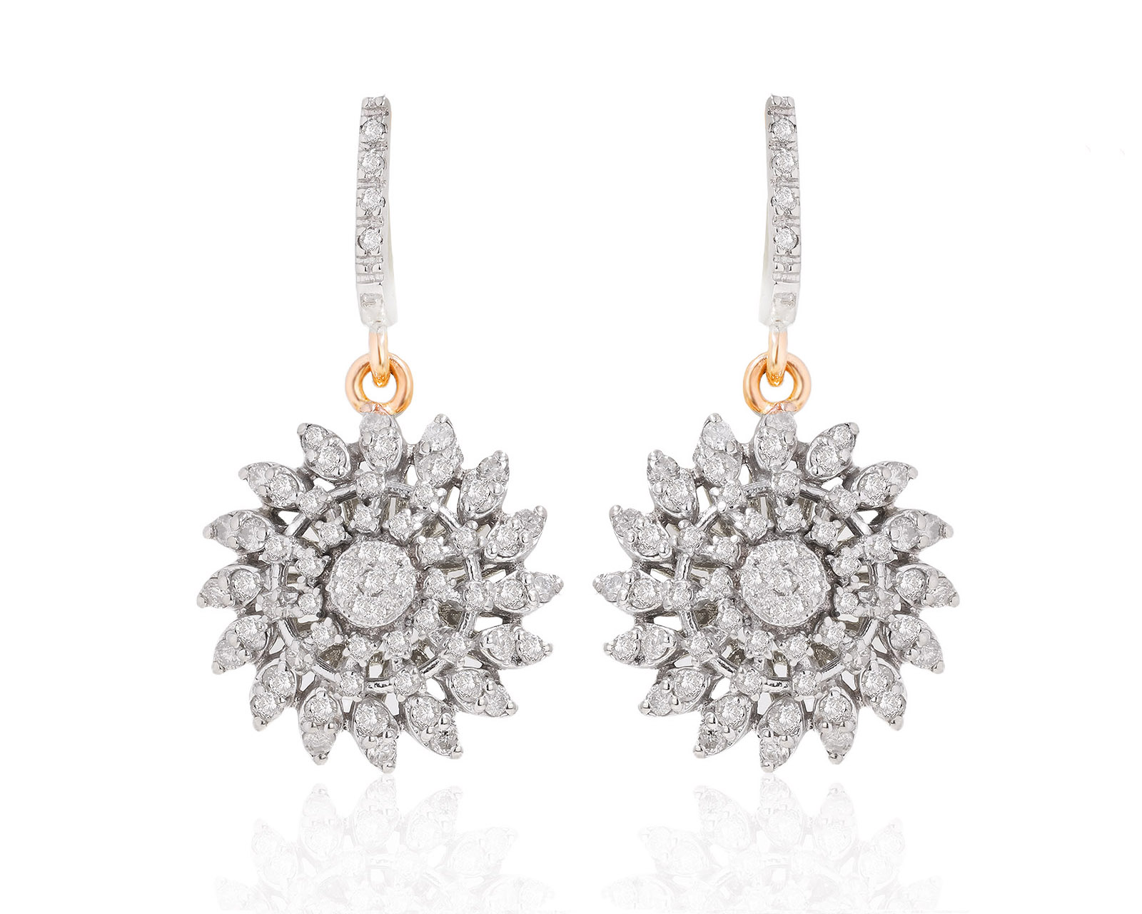 Золотые серьги с бриллиантами 1.50ct