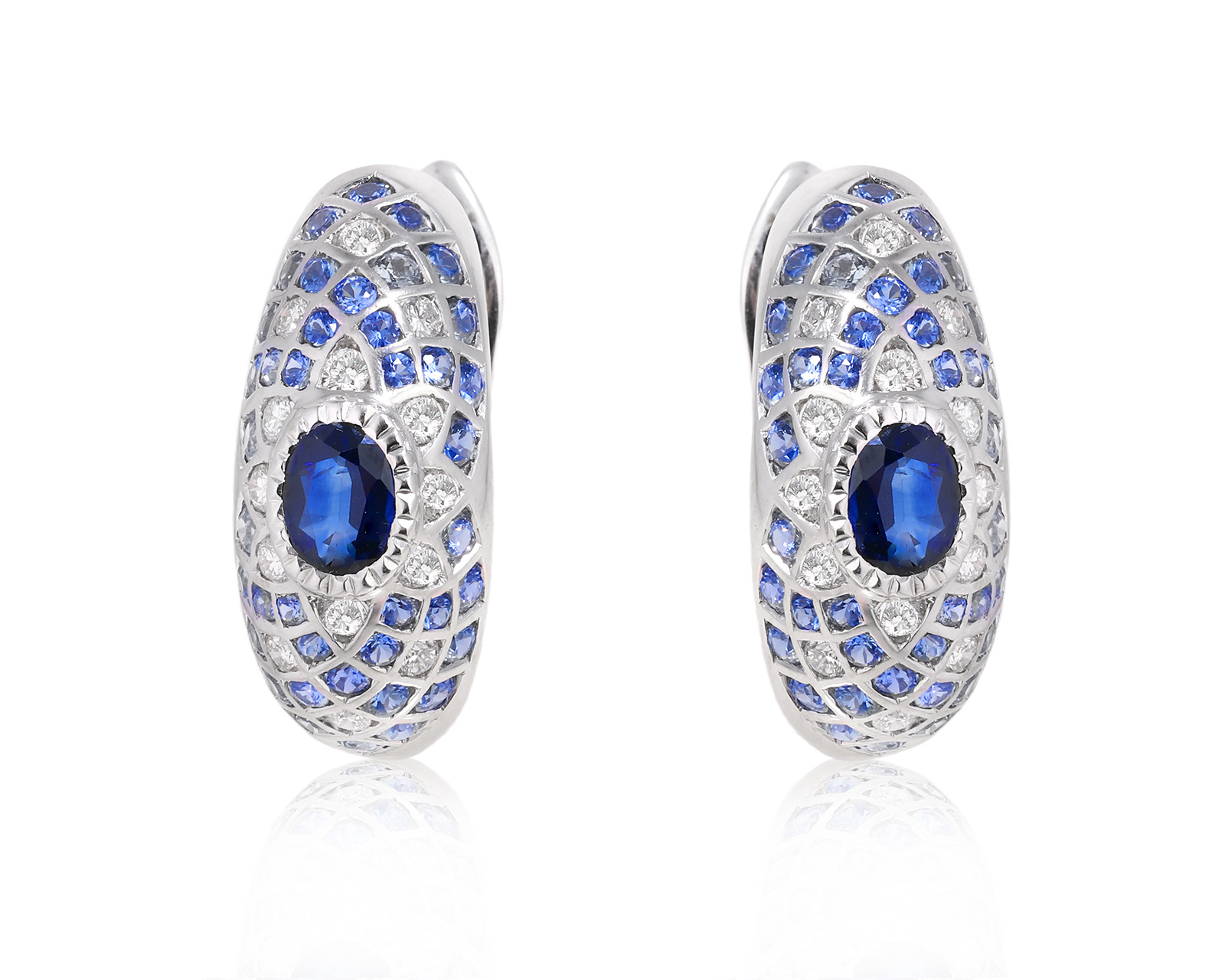 Золотые серьги с сапфирами 3.14ct и бриллиантами 0.61ct 140225/5 Золотые серьги с сапфирами 3.14ct и бриллиантами 0.61ct 140225/5
