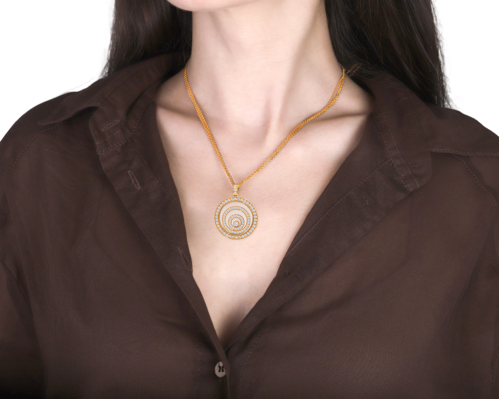 Оригинальный золотой кулон с бриллиантами 1.20ct Chopard Happy Spirit