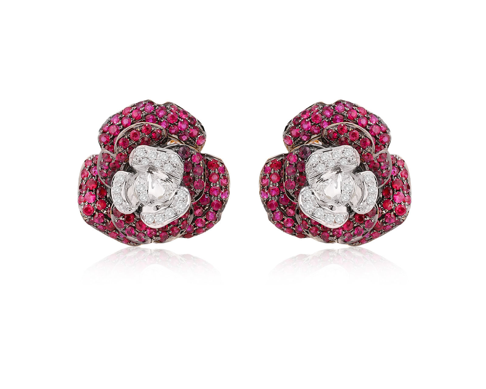 Золотые серьги с рубинами 2.75ct и бриллиантами 0.31ct 211025/9