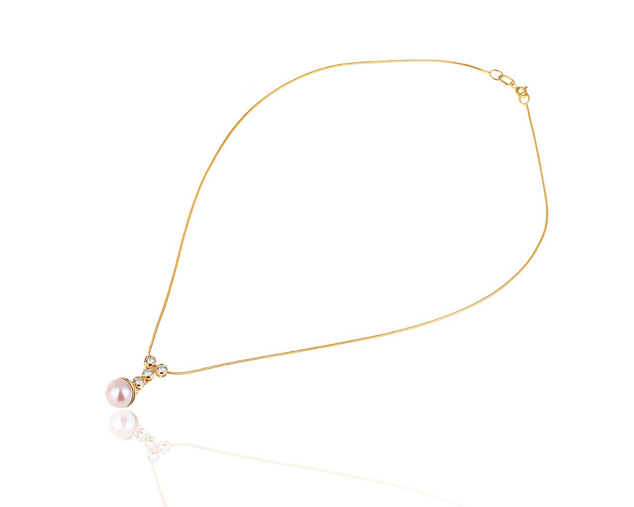 Золотая подвеска с жемчугом и бриллиантами 0.42ct