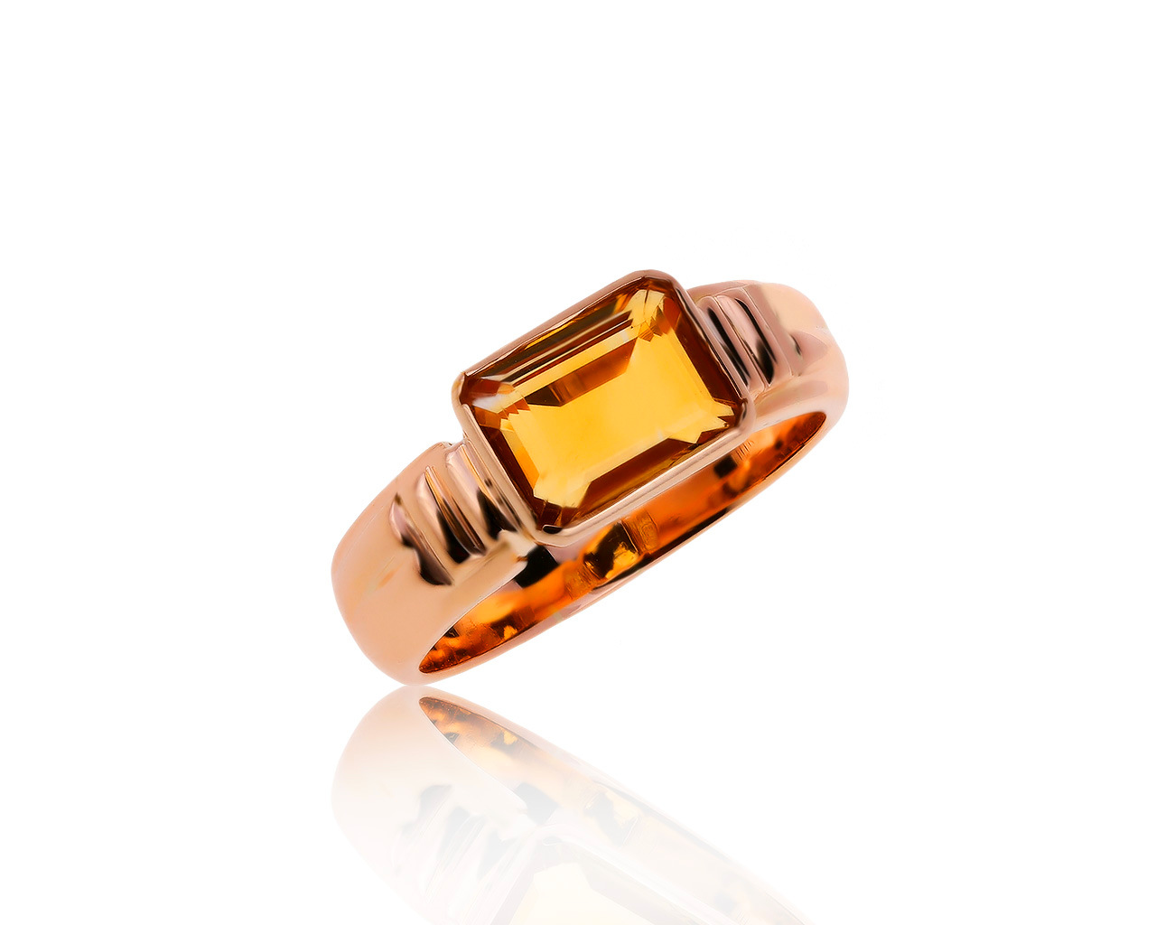 Прекрасное золотое кольцо с цитрином 3.85ct
