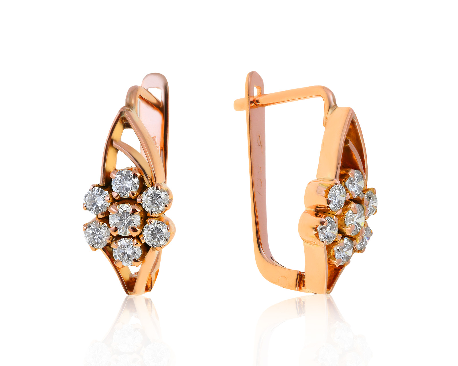 Красивые золотые серьги с бриллиантами 0.75ct 280421/18