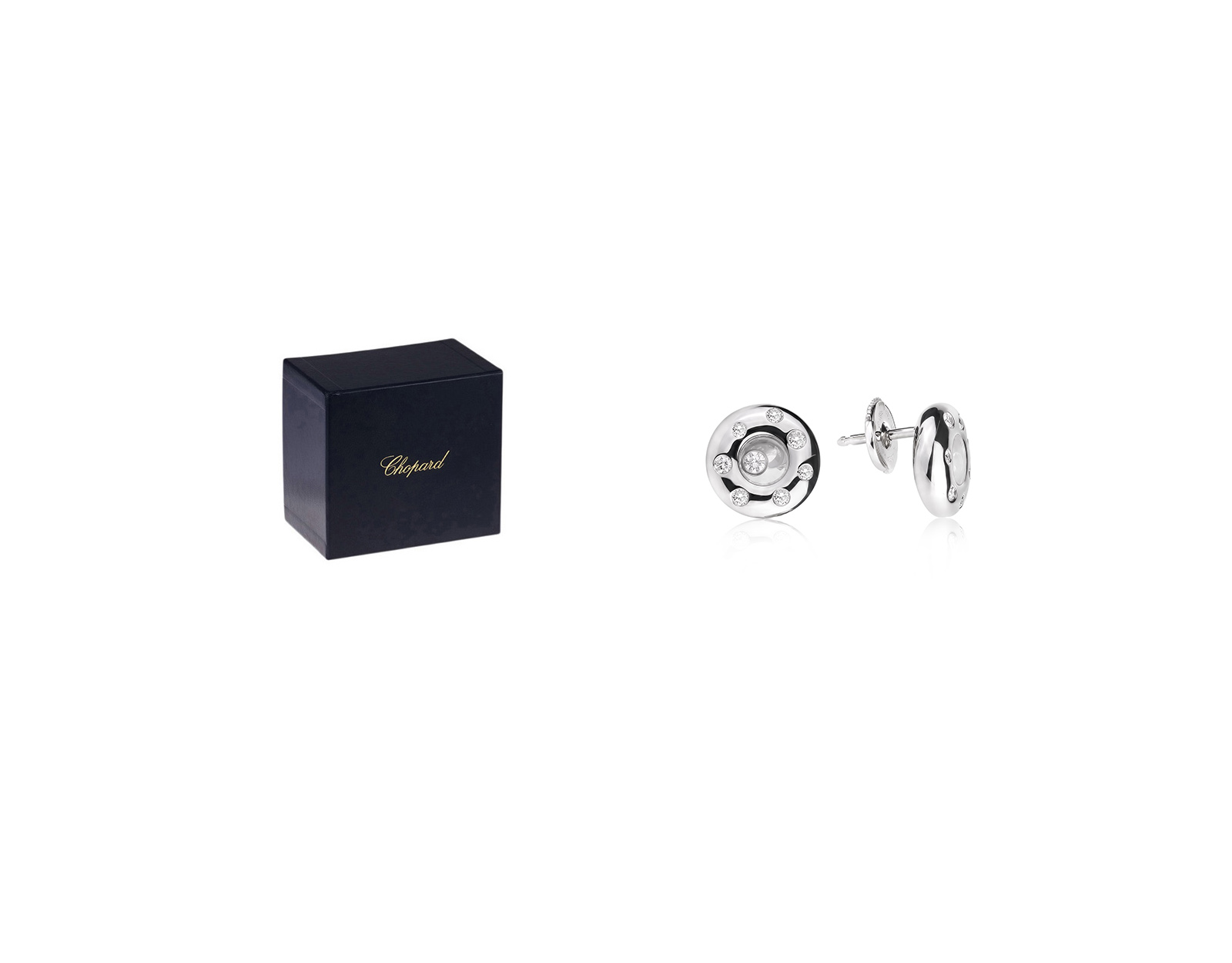 Оригинальные золотые серьги с бриллиантами 0.24ct Chopard Happy Diamonds