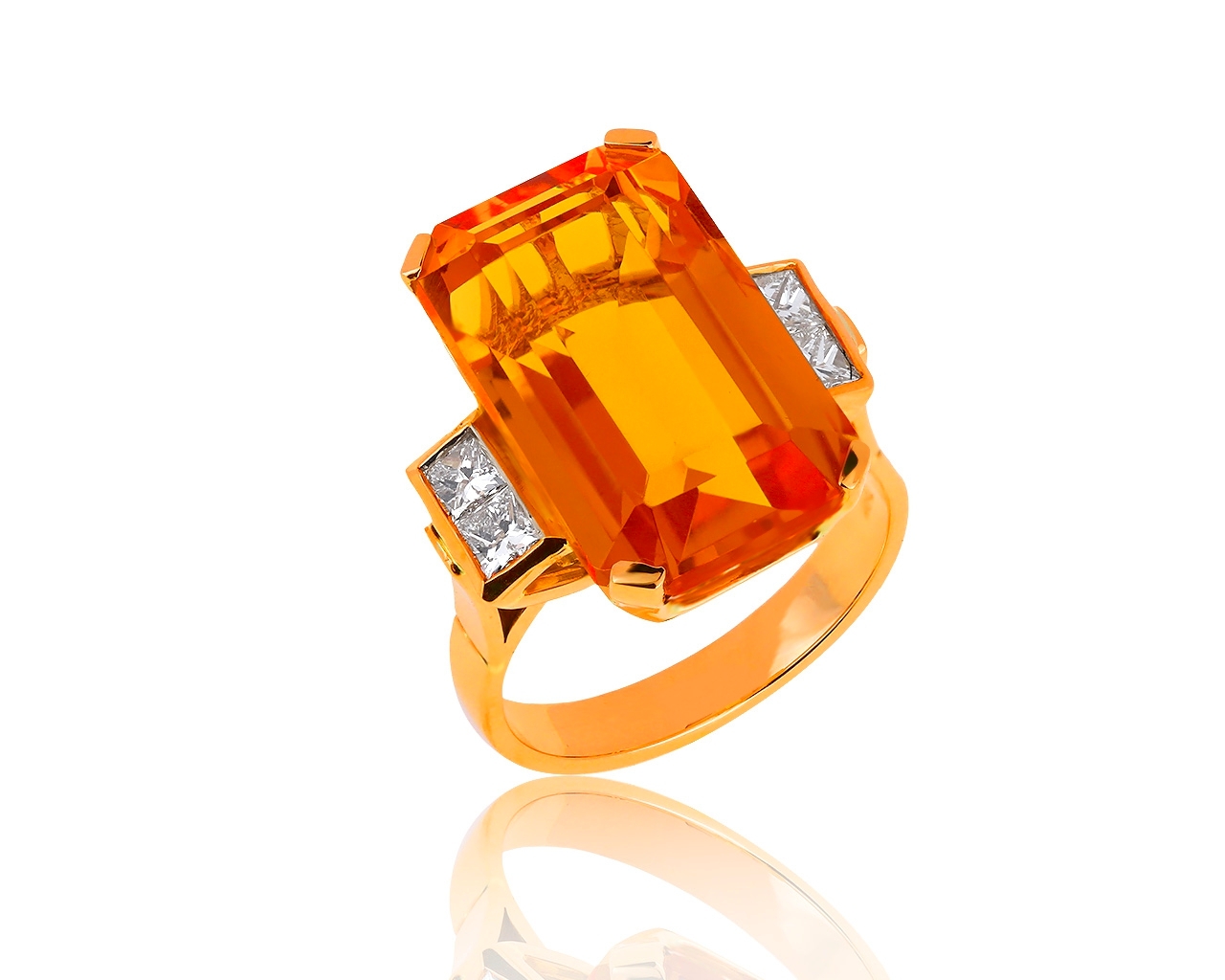 Королевское золотое кольцо с цитрином 17.10ct и бриллиантами 0.76ct