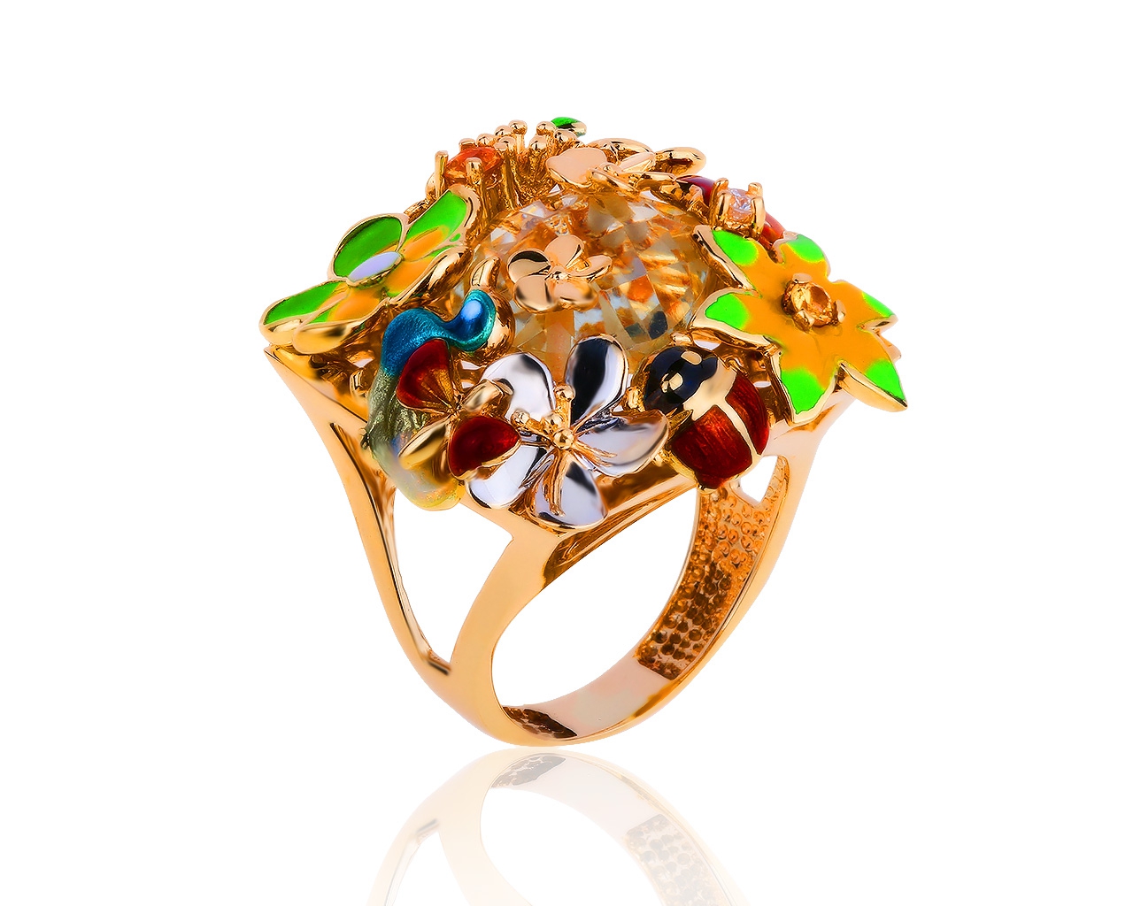 Оригинальное золотое кольцо с бриллиантами 0.07ct Roberto Bravo