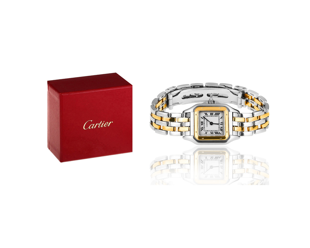 Наручные часы из золота и стали Panthere de Cartier