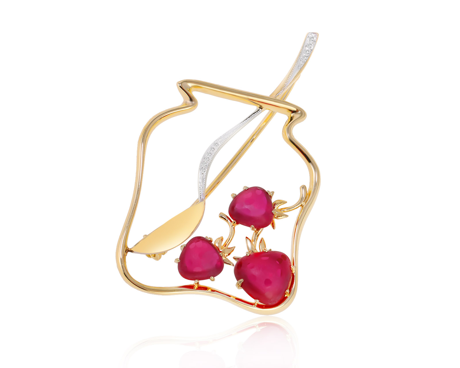 Золотая брошь с рубинами 7.01ct и бриллиантами 0.04ct 051024/11