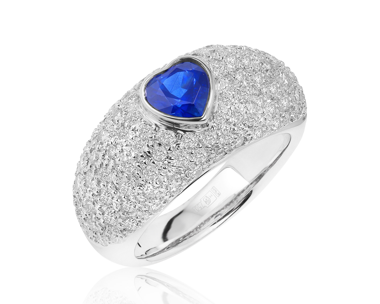 Роскошное бриллиантовое кольцо с сапфиром 1.14ct
