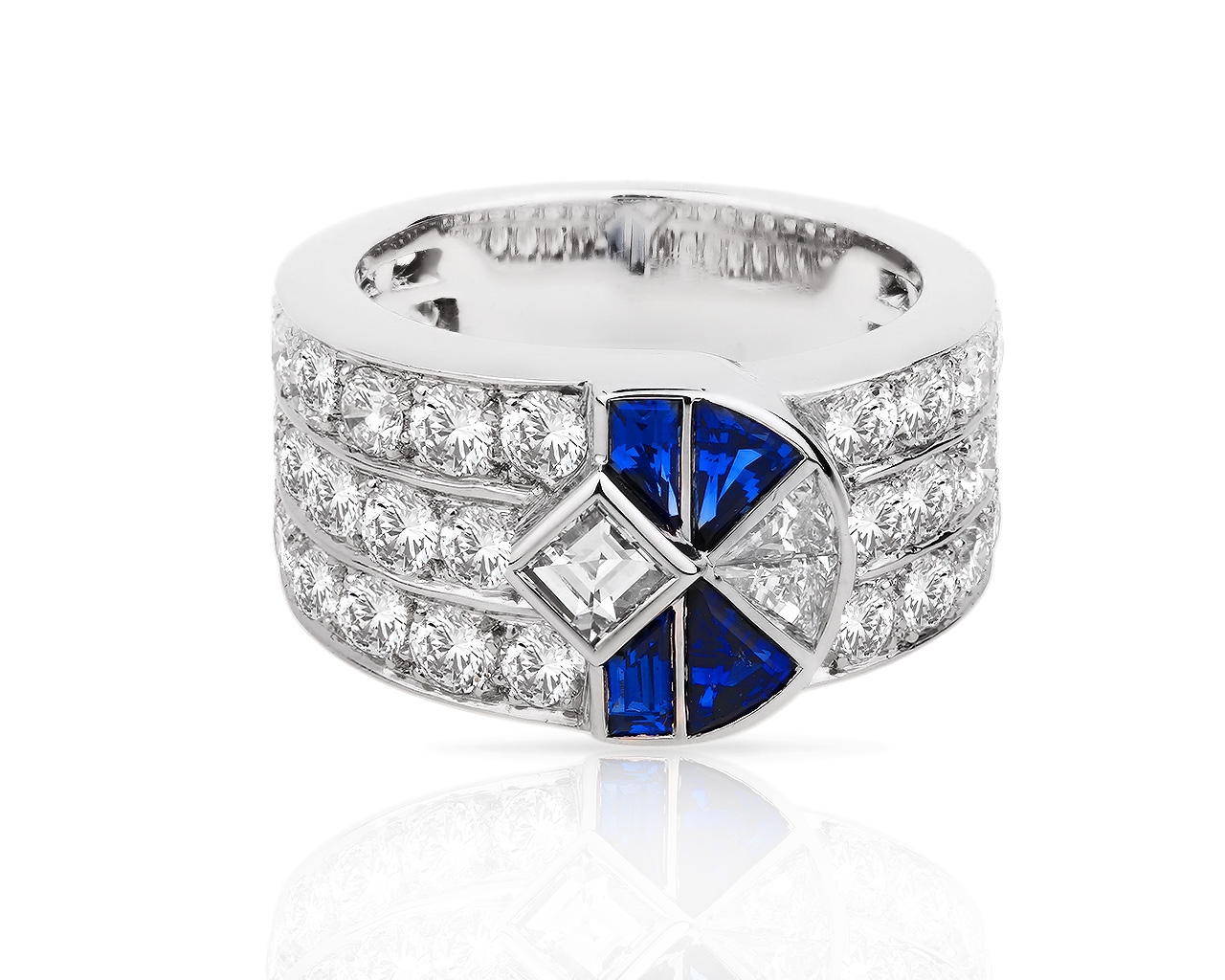 Французское золотое кольцо с сапфирами и бриллиантами 3.34ct 150318/5