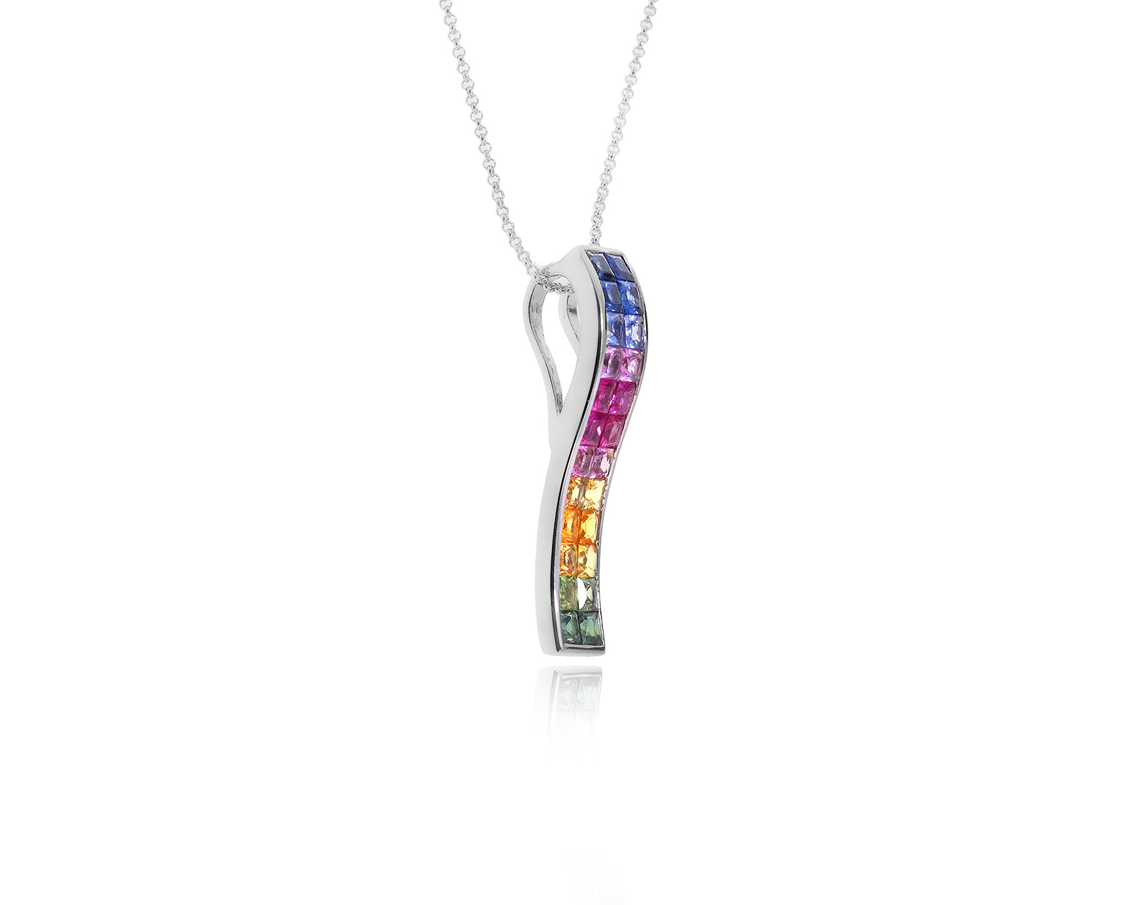 Золотой кулон с цветными сапфирами 2.40ct
