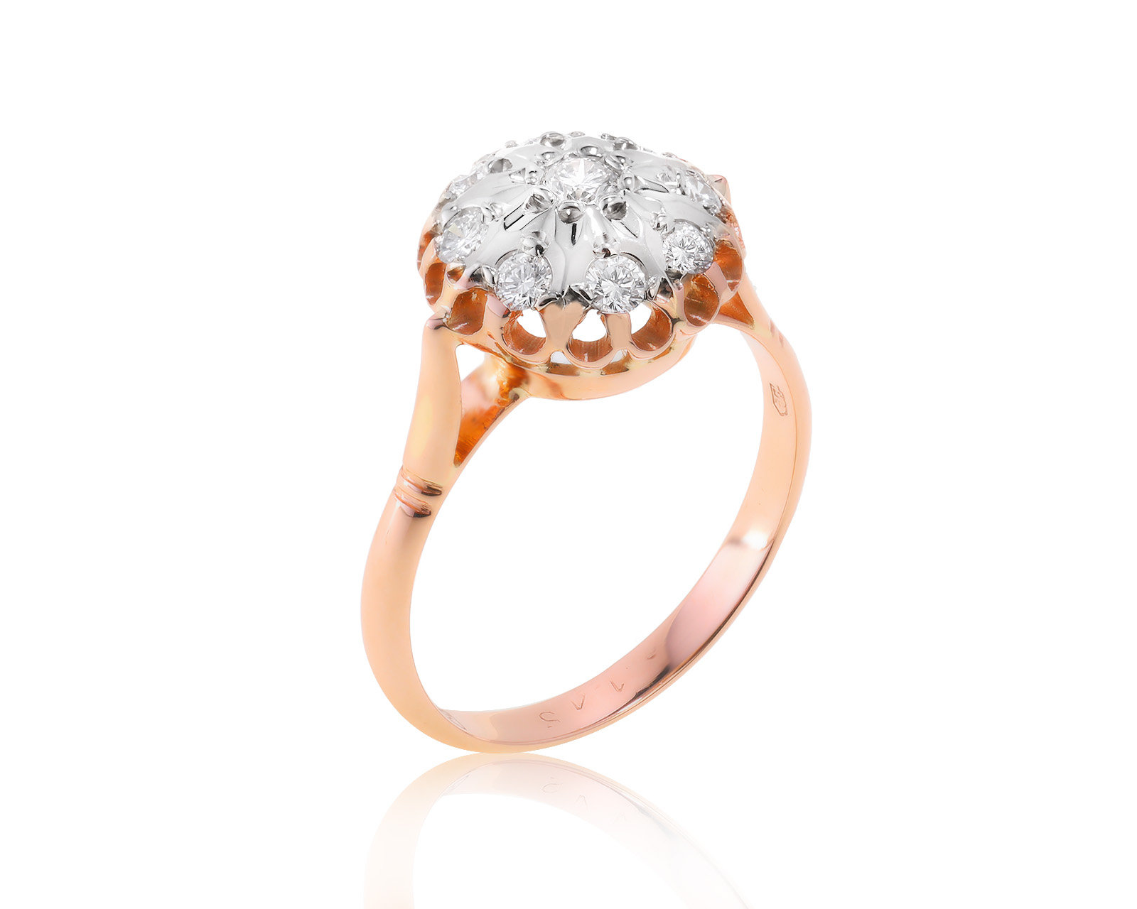 Винтажное золотое кольцо с бриллиантами 0.60ct СССР 210223/1