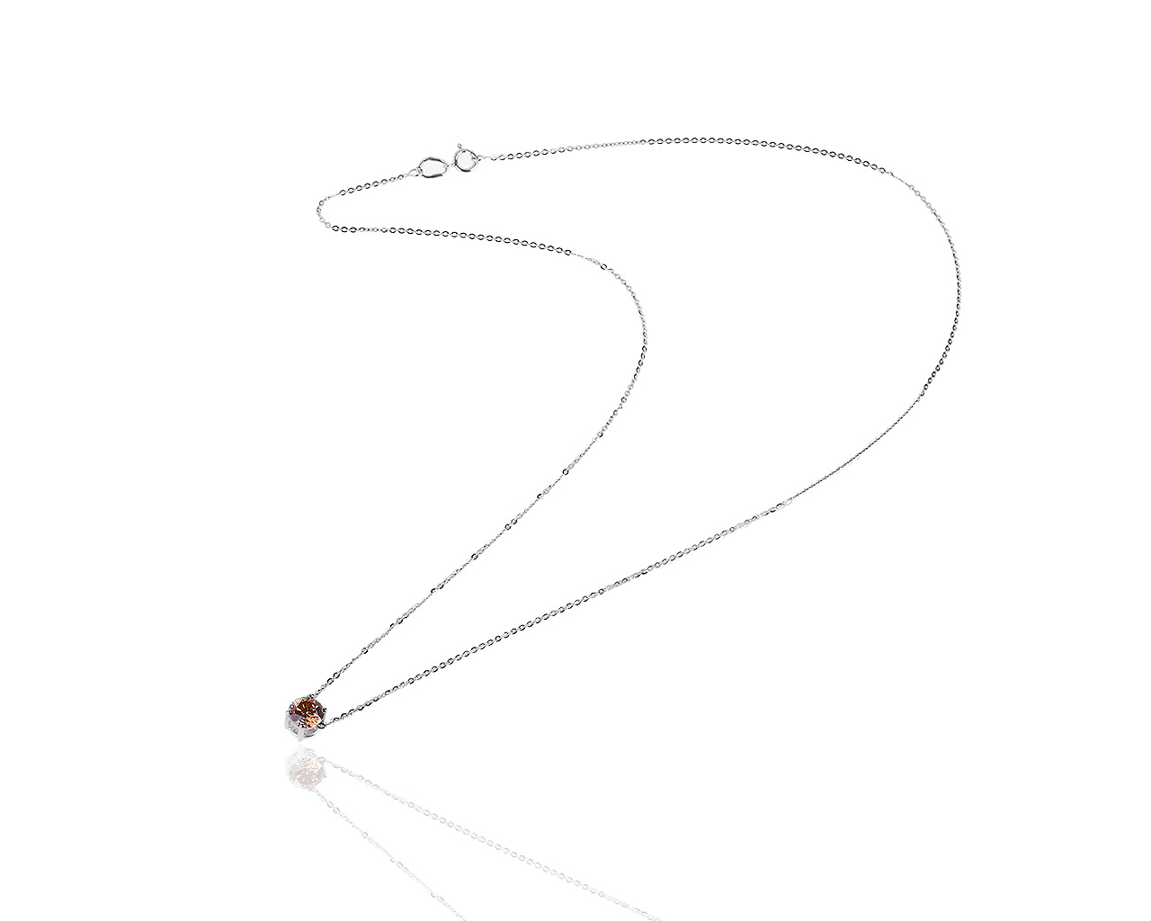 Стильная золотая подвеска с коньячным бриллиантом 1.02ct