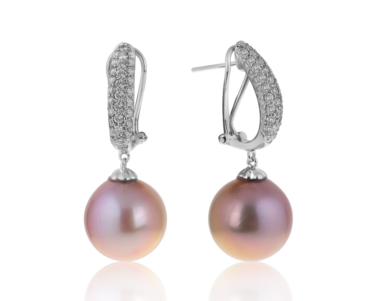 Прелестные золотые серьги с жемчугом 13.60-14 мм