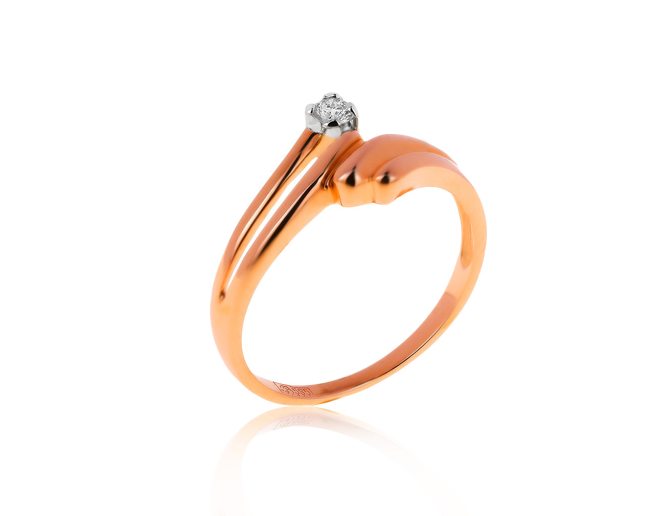 Модное золотое кольцо с бриллиантом 0.08ct 220317/13 Модное золотое кольцо с бриллиантом 0.08ct 220317/13