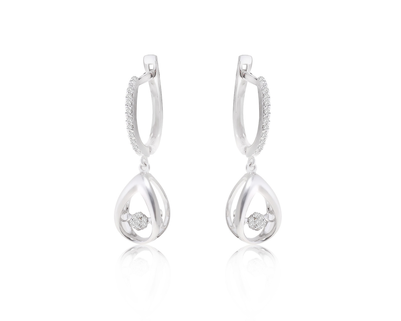Золотые серьги с бриллиантами 0.17ct