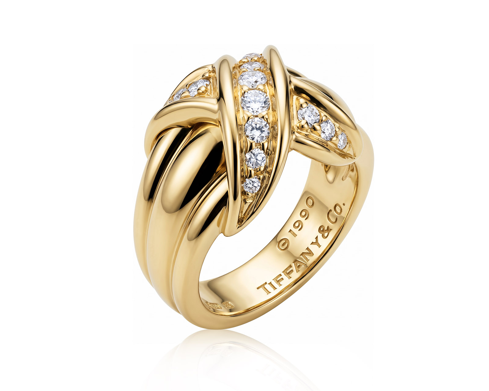 Оригинальное золотое кольцо с бриллиантами 0.40ct Tiffany&Co Signature 060726/13