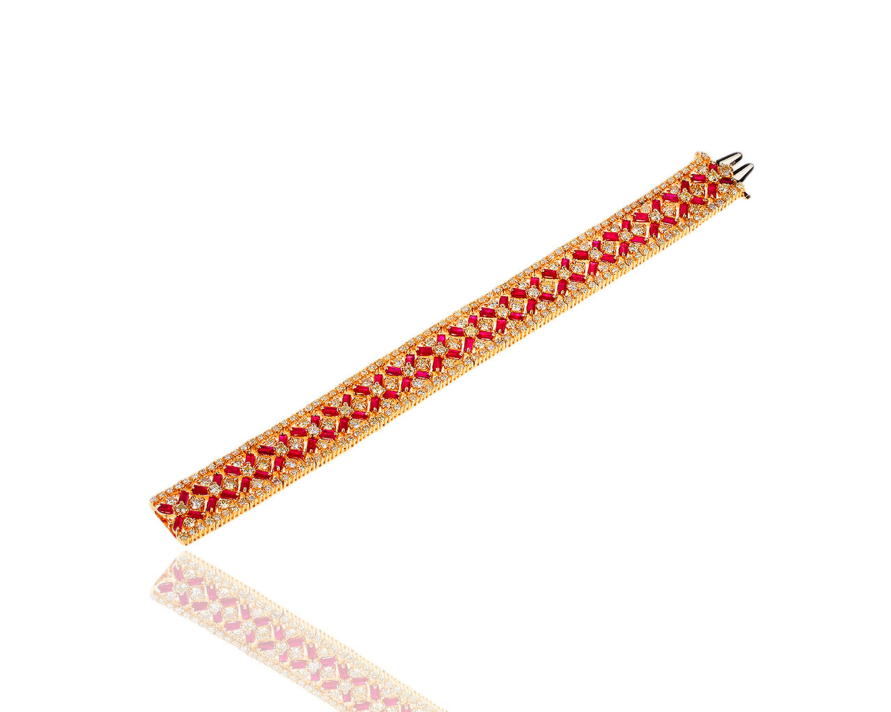 Золотой браслет с бриллиантами 10.18ct и рубинами 9.54ct 260319/9