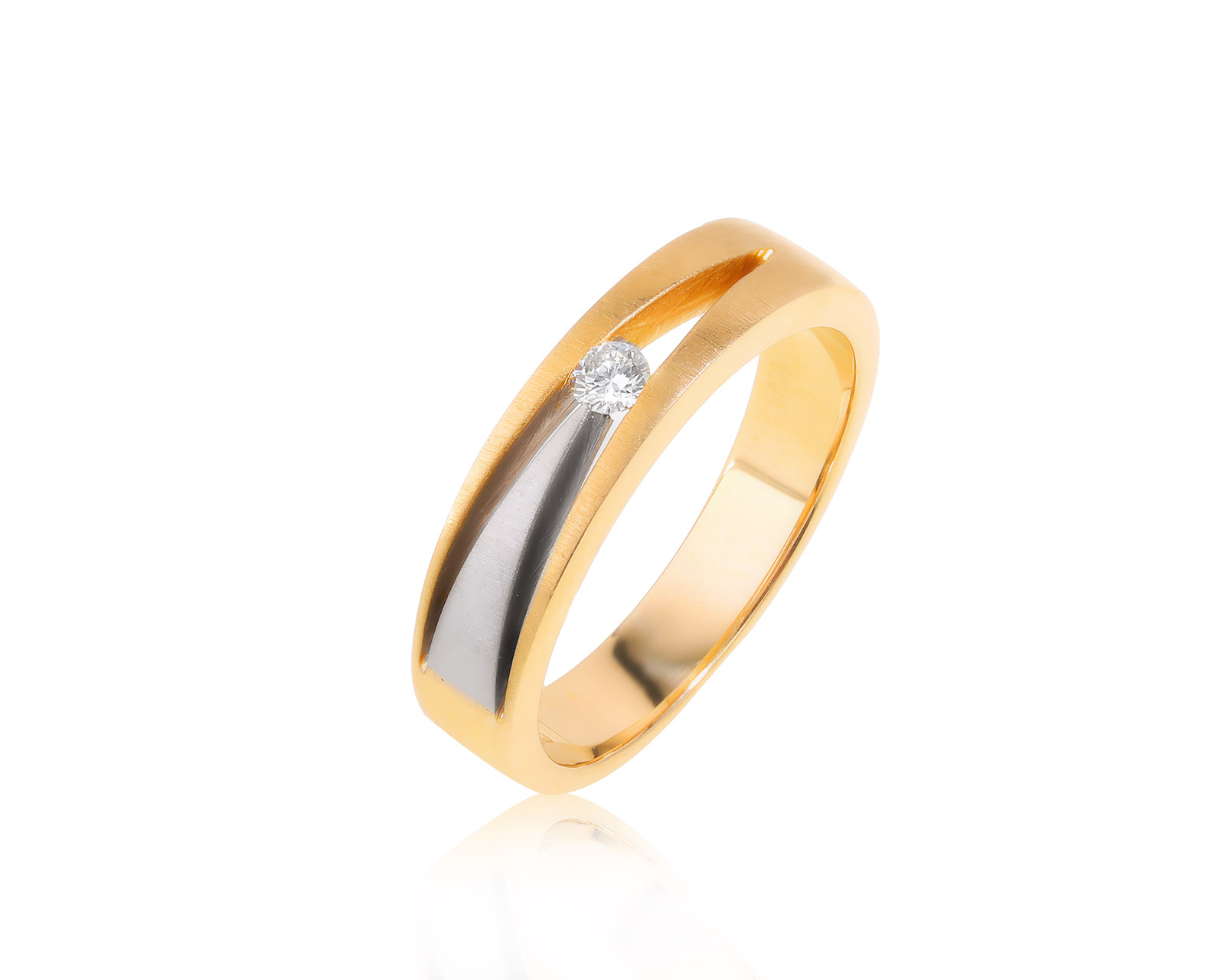 Красивое золотое кольцо с бриллиантом 0.08ct