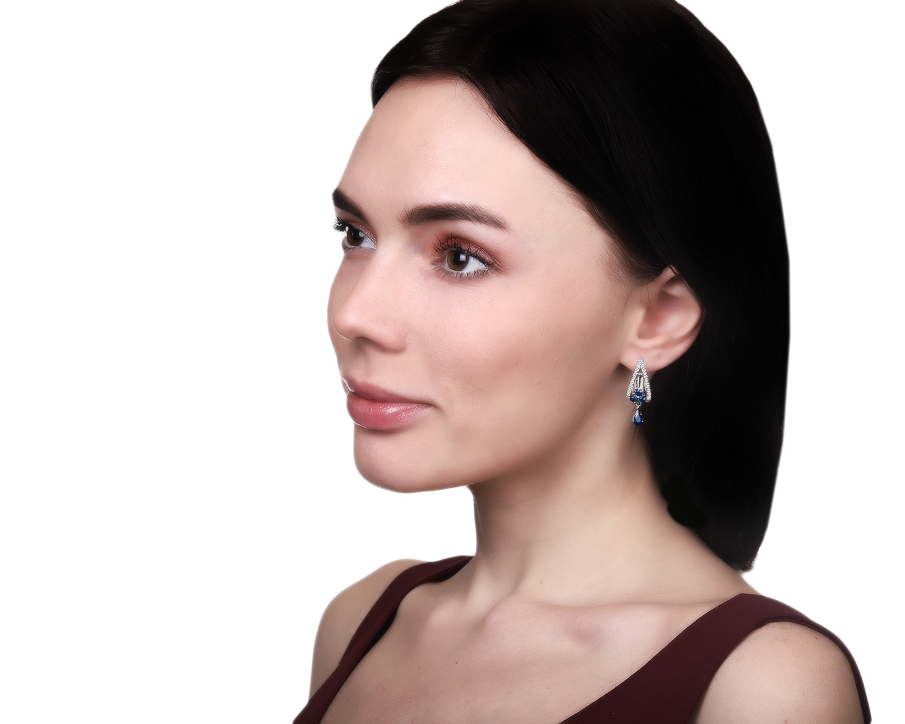 Изумительные золотые серьги с сапфирами 1.23ct