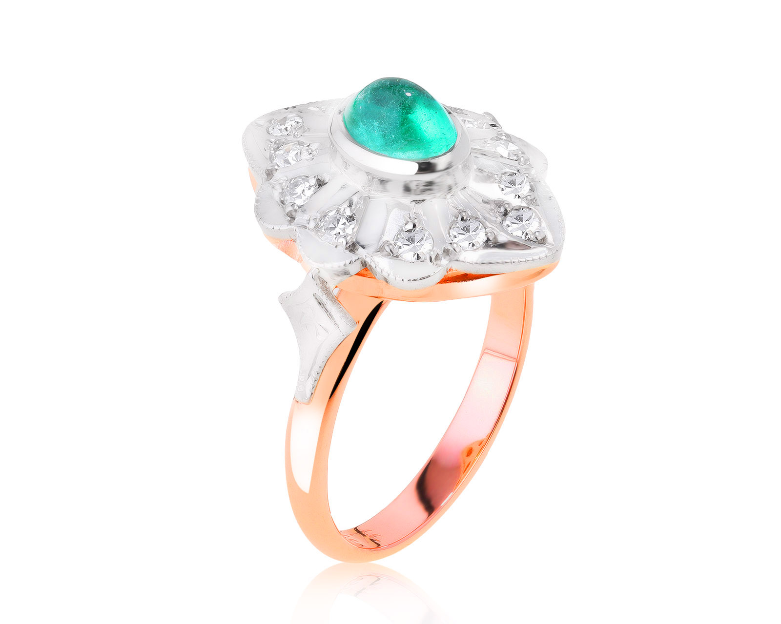 Винтажное золотое кольцо с изумрудом 0.52ct СССР 011021/6