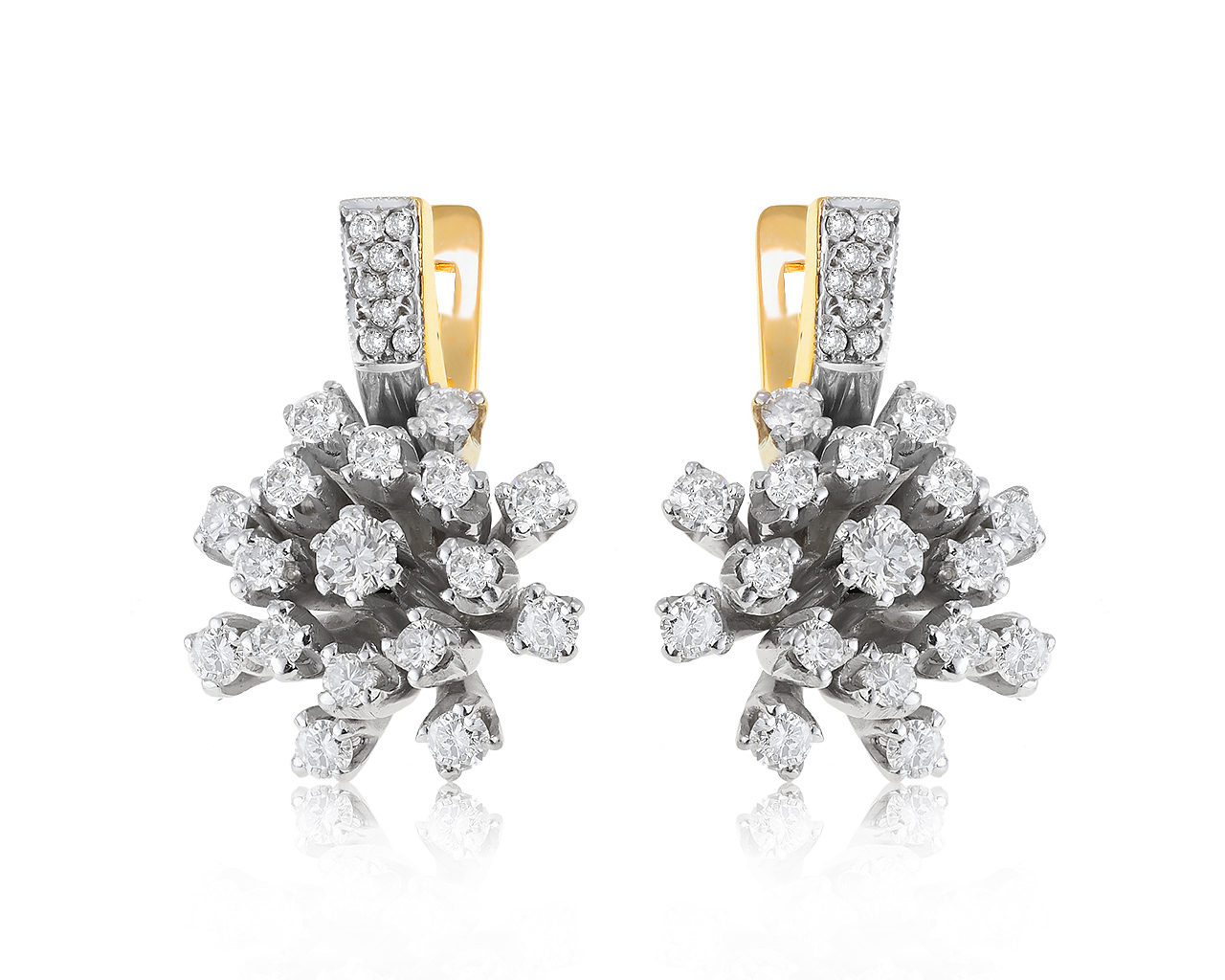 Нарядные золотые серьги с бриллиантами 2.25ct СССР