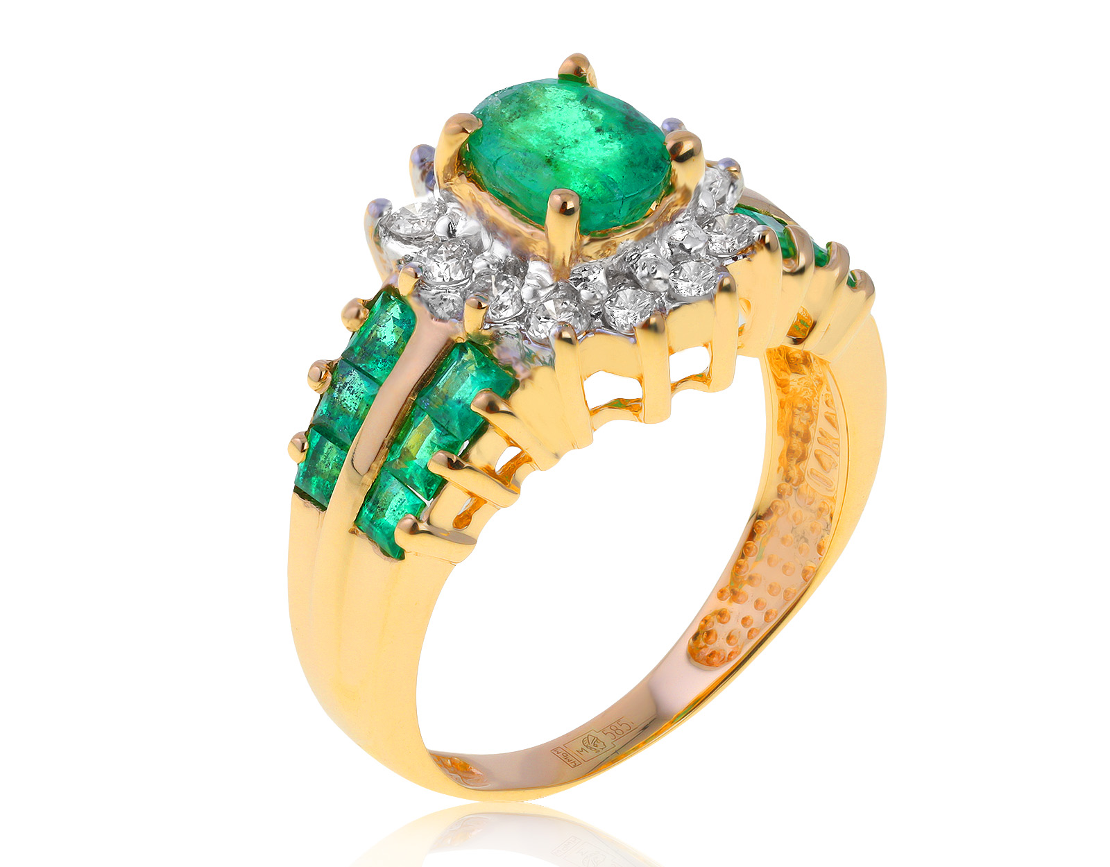 Очаровательное золотое кольцо с изумрудами 1.23ct 040621/8 Очаровательное золотое кольцо с изумрудами 1.23ct 040621/8