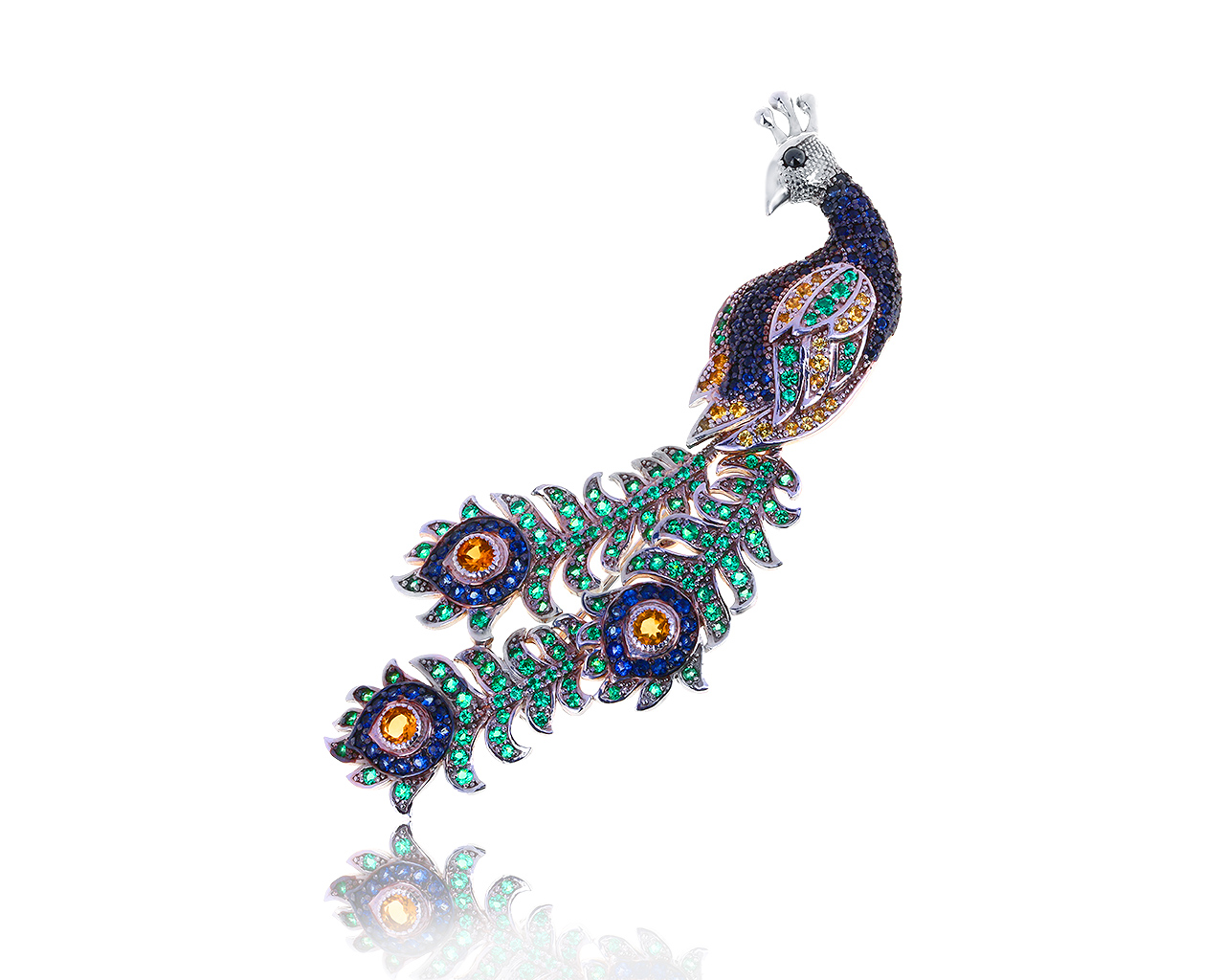 Волшебная золотая брошь с изумрудами 0.45ct 040819/8