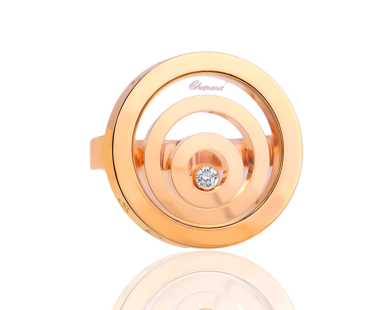 Золотое кольцо с бриллиантом 0.10ct Chopard Happy Spirit