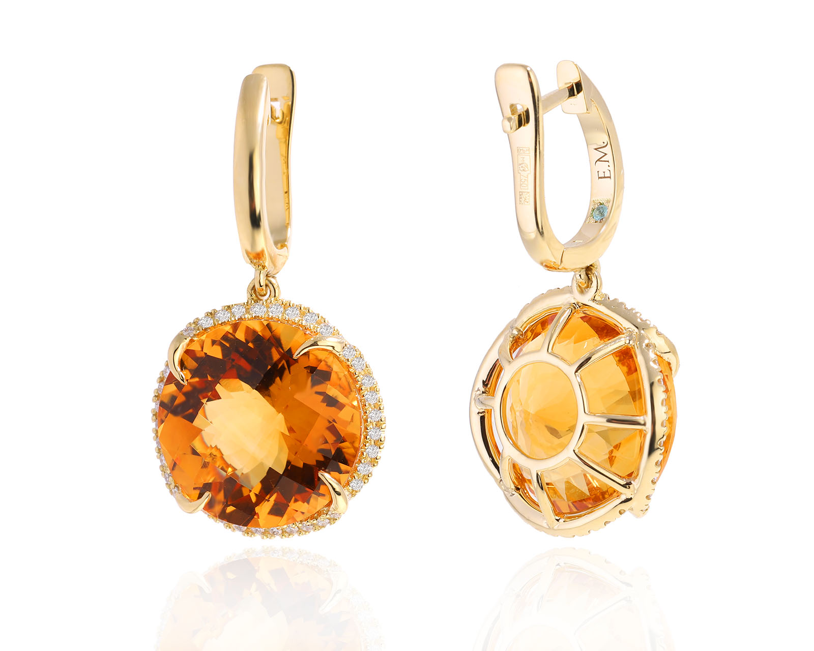 Золотые серьги с цитринами 21.12ct Evgeny Matveev