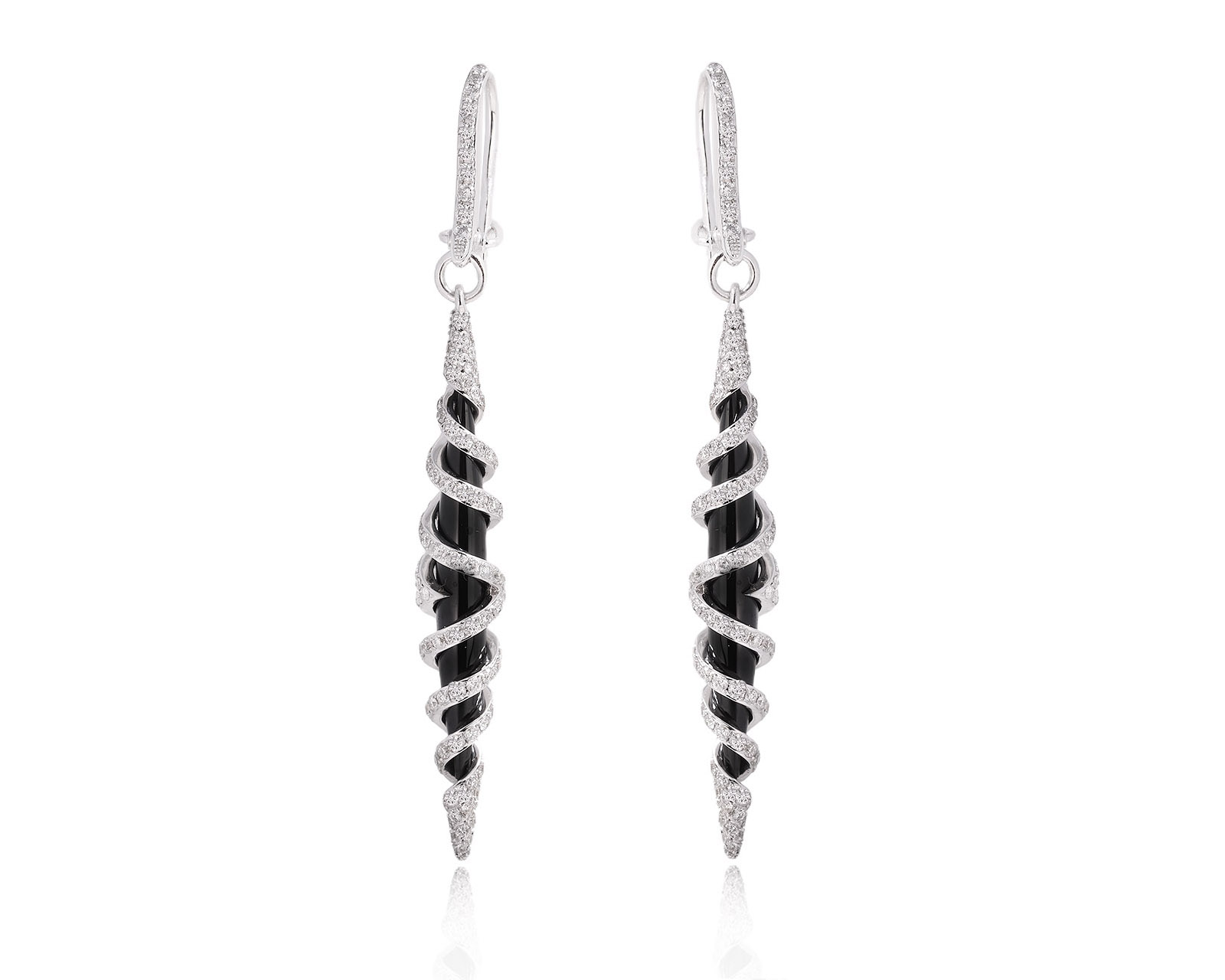 Золотые серьги с ониксом 4.00ct и бриллиантами 1.02ct 251225/7