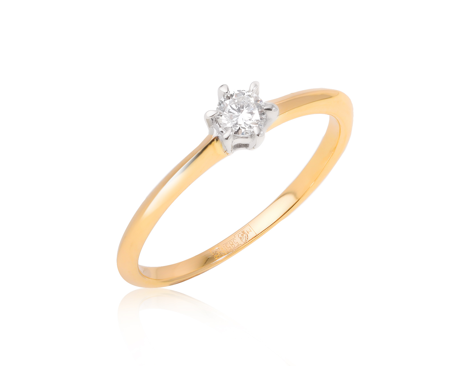 Золотое кольцо с бриллиантом 0.12ct 081124/5 Золотое кольцо с бриллиантом 0.12ct 081124/5
