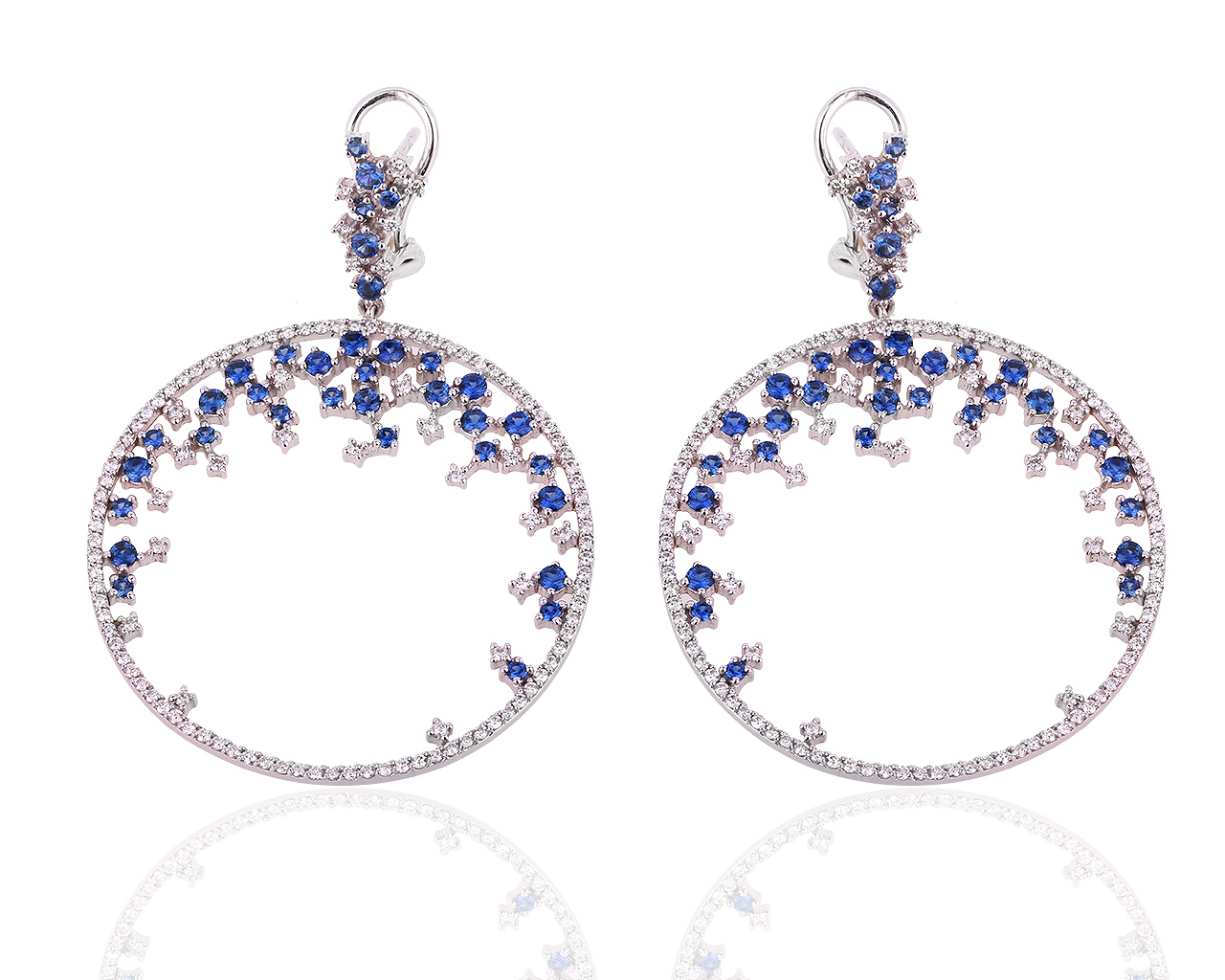 Золотые серьги с бриллиантами 1.30ct и сапфирами 1.45ct 190518/10