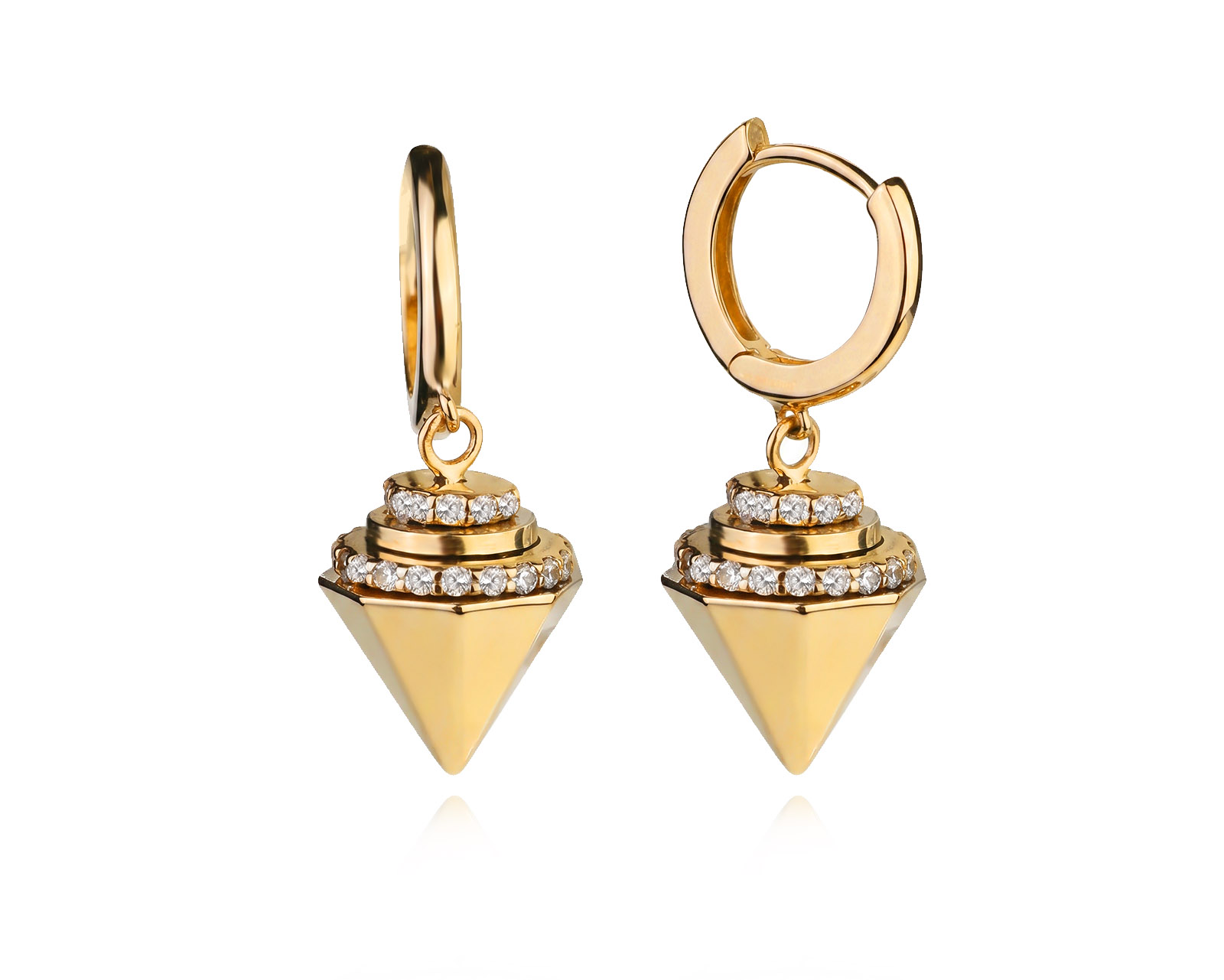 Оригинальные золотые серьги с фианитами 0.32ct Roberto Bravo