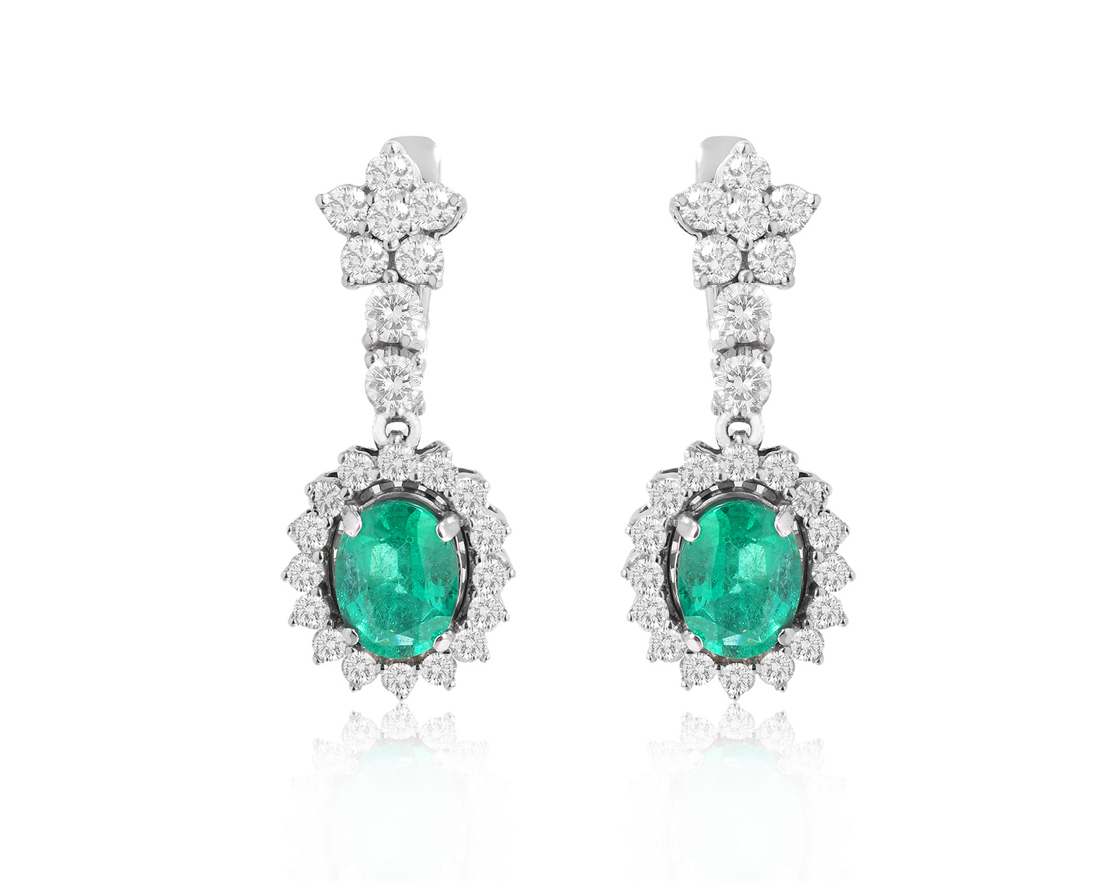 Золотые серьги с изумрудами 2.37ct и бриллиантами 2.20ct 200125/3