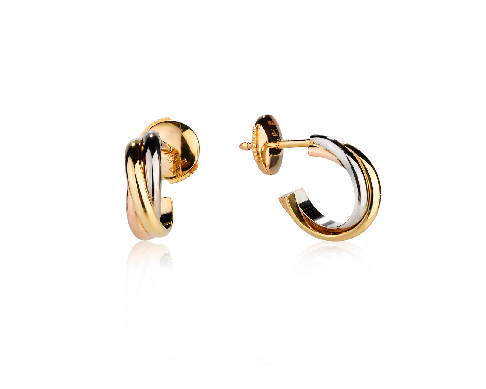 Оригинальные золотые серьги Cartier Trinity Mini