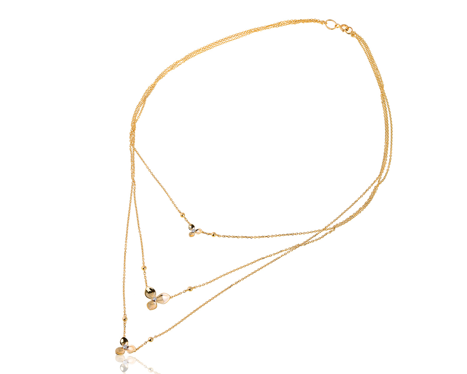 Превосходное золотое колье с бриллиантами 0.02ct